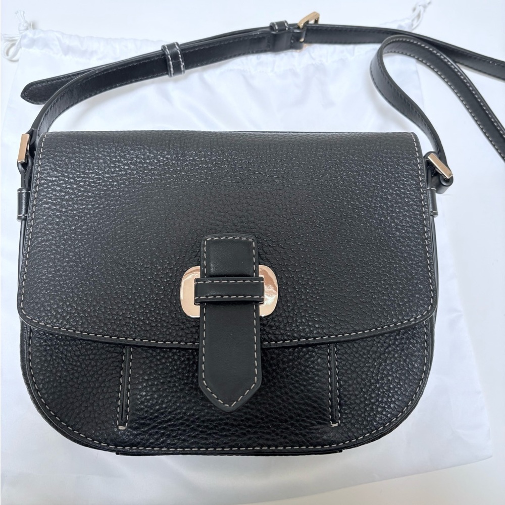 MICHAEL Michael Kors Romy Black Pebbled Leather Crossbody with Gold Hardware